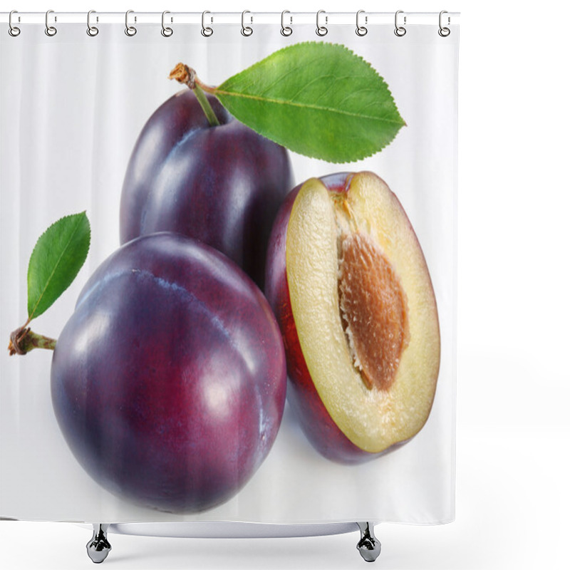 Personality  Plums on a white background shower curtains