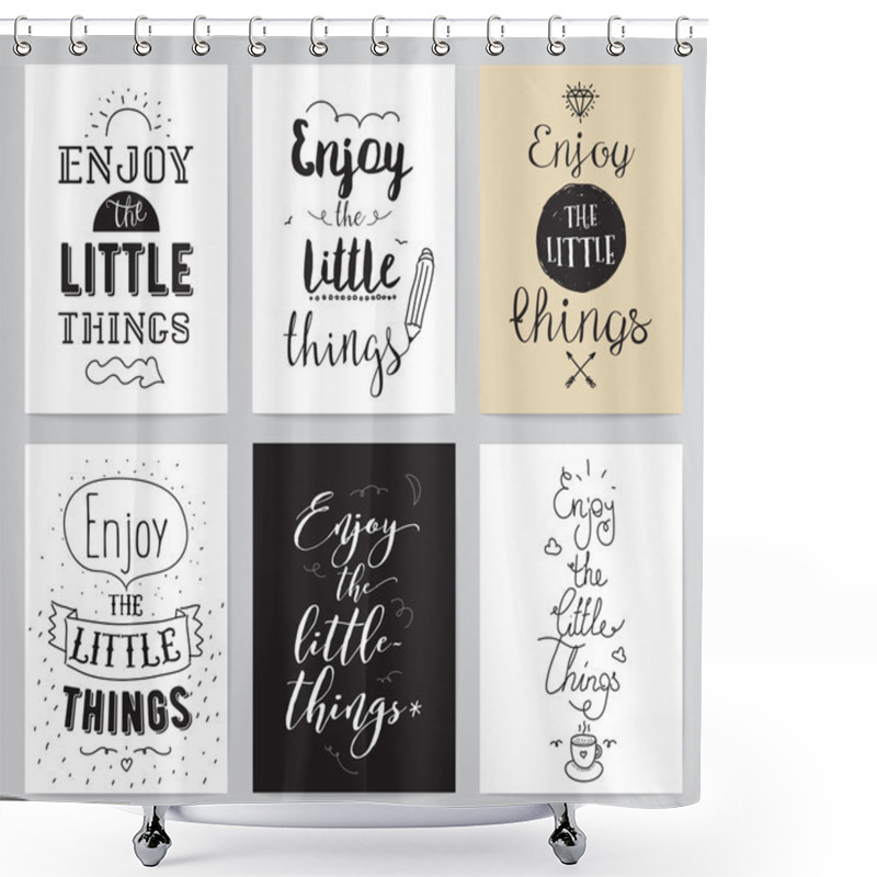 Personality  Inspirational cards 6 set. Typographical design. Lettering concept. shower curtains