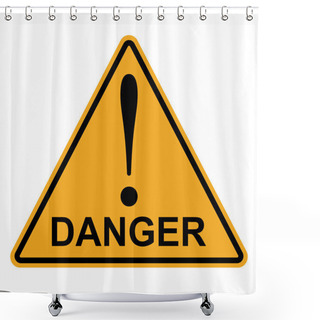 Personality  Orange Yellow Triangle Exclamation Mark Word Danger, Vector Danger Hazard Warning Attention Sign Shower Curtains