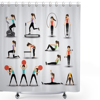 Personality  Fitness Design, Vector Illustration. Shower Curtains