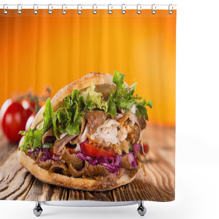 Personality  Close Up Of Kebab Sandwich Shower Curtains