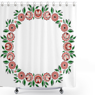 Personality  Vector Folk Painting Circle 3 Shower Curtains