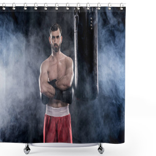 Personality  Boxer With Punching Bag Shower Curtains
