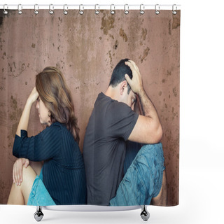 Personality  Divorce,problems - Young Couple Angry At Each Other Shower Curtains