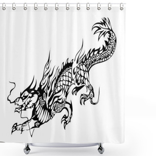 Personality  Chinese Dragon Black On The White Shower Curtains