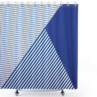 Personality  Top View Of Artistic Blue Composition With Stripes And Dots For Background Shower Curtains