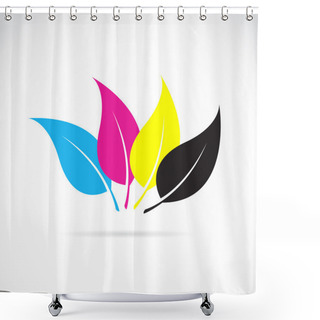 Personality  Vector Image Of An Leaves In Cmyk Colors  Shower Curtains