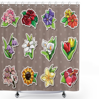 Personality  Cartoon Flower Stickers Shower Curtains