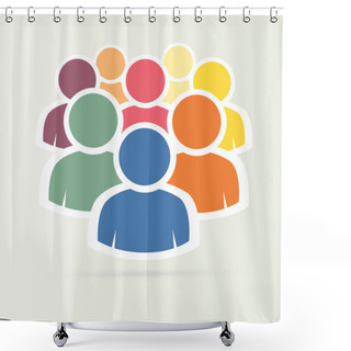 Personality  Illustration Of Crowd Of People - Icon Silhouettes Vector. Socia Shower Curtains