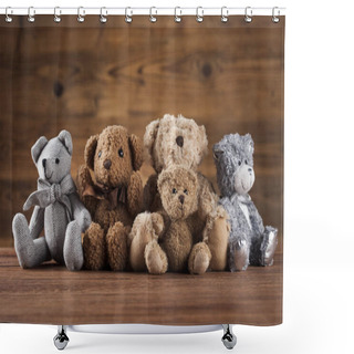 Personality  Teddy Bears On  Background Shower Curtains