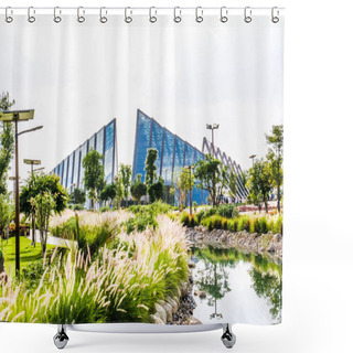 Personality  Beautiful Lush Green View Of Dubai Safari Park Zoological Garden In Al Warqa And Dubai Zoo Background, Home To The Most Diverse Array Of Animals In Dubai, UAE Shower Curtains