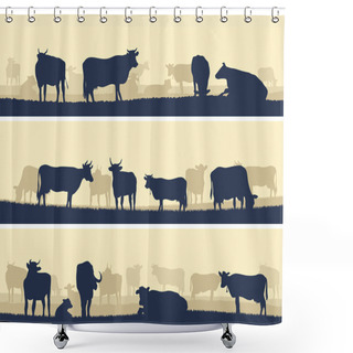 Personality  Horizontal Illustration Of Farm Pets. Shower Curtains
