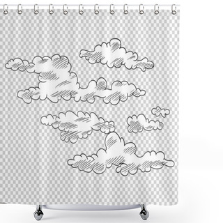 Personality  Hand Drawn Cloud In Cartoon Style. Doodle Sky Sketch. Coloring Design Element. Vector Illustration On Transparent Background Shower Curtains