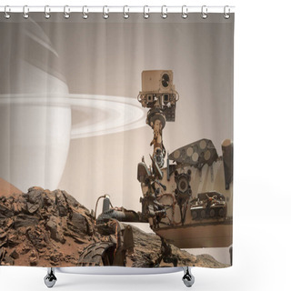 Personality  Curiosity Mars Rover Exploring The Surface Of Red Planet.  Shower Curtains