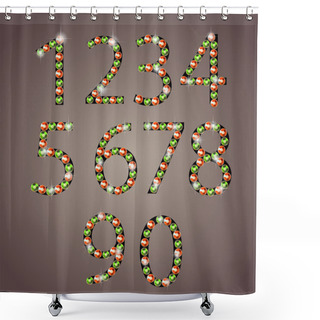 Personality  Diamond Numbers Set Vector Illustration Shower Curtains