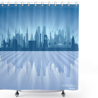 Personality  Istanbul Turkey City Skyline Vector Silhouette Shower Curtains