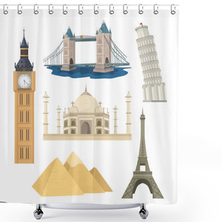 Personality  Landmarks Vector Set Shower Curtains