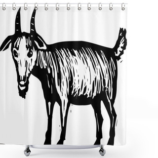 Personality  Woodcut Illustration Of Goat Shower Curtains
