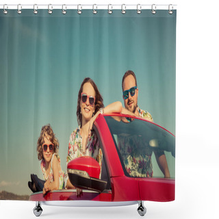 Personality  Happy Family Travel By Car In The Mountains Shower Curtains