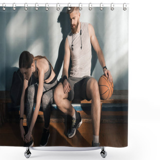 Personality  Sporty Couple In Gym Shower Curtains