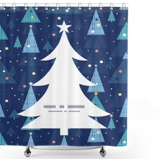 Personality  Vector Abstract Holiday Christmas Trees Christmas Tree Silhouette Pattern Frame Card Template Shower Curtains