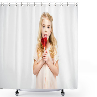Personality  Girl With Heart Shaped Lollipop  Shower Curtains