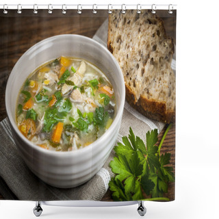 Personality  Chicken Soup With Rice And Vegetables Shower Curtains