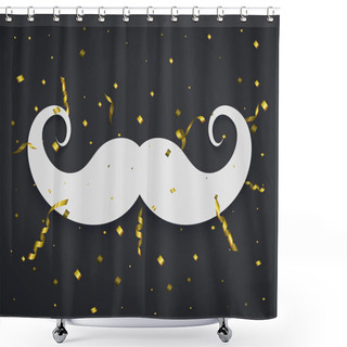 Personality  Vector Modern Mustache Santa Icon And Confetti Glitter Shower Curtains