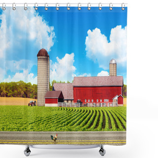 Personality  American Country Road With Blue Sky Shower Curtains