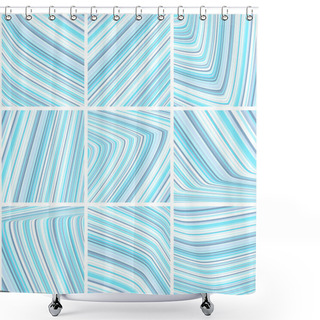 Personality  Set Of Abstract Striped Tile Pattern With Light Blue And Gray Thin Stripes. Graphic Vector Design Shower Curtains