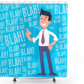Personality  Corporate Character Making A Presentation With A Lot Blahs Shower Curtains