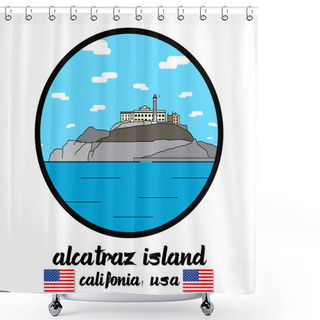 Personality  Circle Icon Alcatraz Island. Vector Illustration Shower Curtains