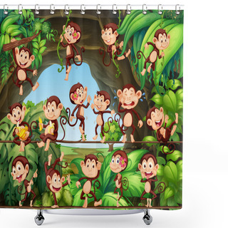 Personality  Monkeys Living In The Forest Shower Curtains