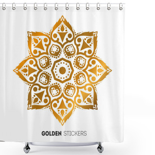 Personality  Vector Illustration Of Golden Mehndi Mandala Pattern Stickers, Flash Temporary Tattoo Shower Curtains