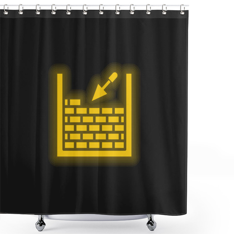 Personality  Brickwork yellow glowing neon icon shower curtains