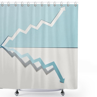 Personality  Top View Of Symmetric Paper Pointers On White And Blue Background Shower Curtains