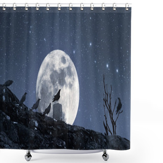 Personality  Crow Halloween Reunion Shower Curtains