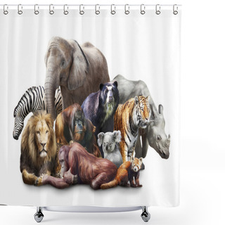 Personality  Group Of Animals Shower Curtains