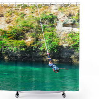 Personality  Person During Bungy Jump In Taupo New Zealand  Shower Curtains