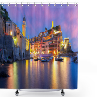 Personality  Night Vernazza, Cinque Terre, Liguria, Italy Shower Curtains