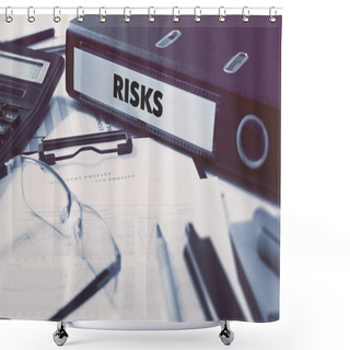 Personality  Risks On Ring Binder. Blured, Toned Image. Shower Curtains