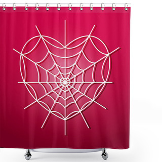 Personality  Spider Web In The Form Of Heart. Vector Illustration. Shower Curtains