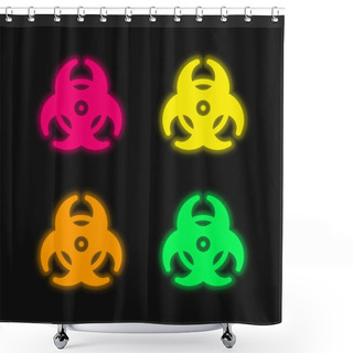 Personality  Biohazard Four Color Glowing Neon Vector Icon Shower Curtains