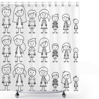Personality  Set Of Cute And Diverse Stick People In Vector Format Shower Curtains