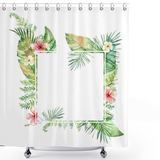 Personality  Hand Drawn Watercolor Tropical Plants. Shower Curtains