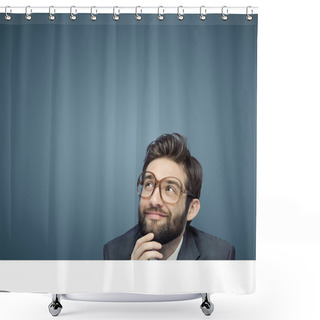 Personality  Portrait Of A Young Employee Consider His Own Business Shower Curtains