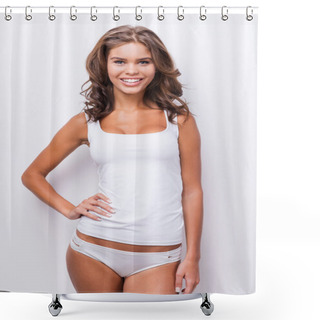 Personality  Attractive Young Brown Hair Woman Shower Curtains