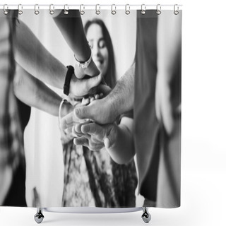 Personality  Group Of Diverse People Joined Hands Shower Curtains