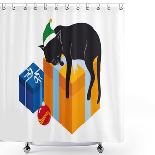 Personality  Sleeping Cat And Gifts Shower Curtains