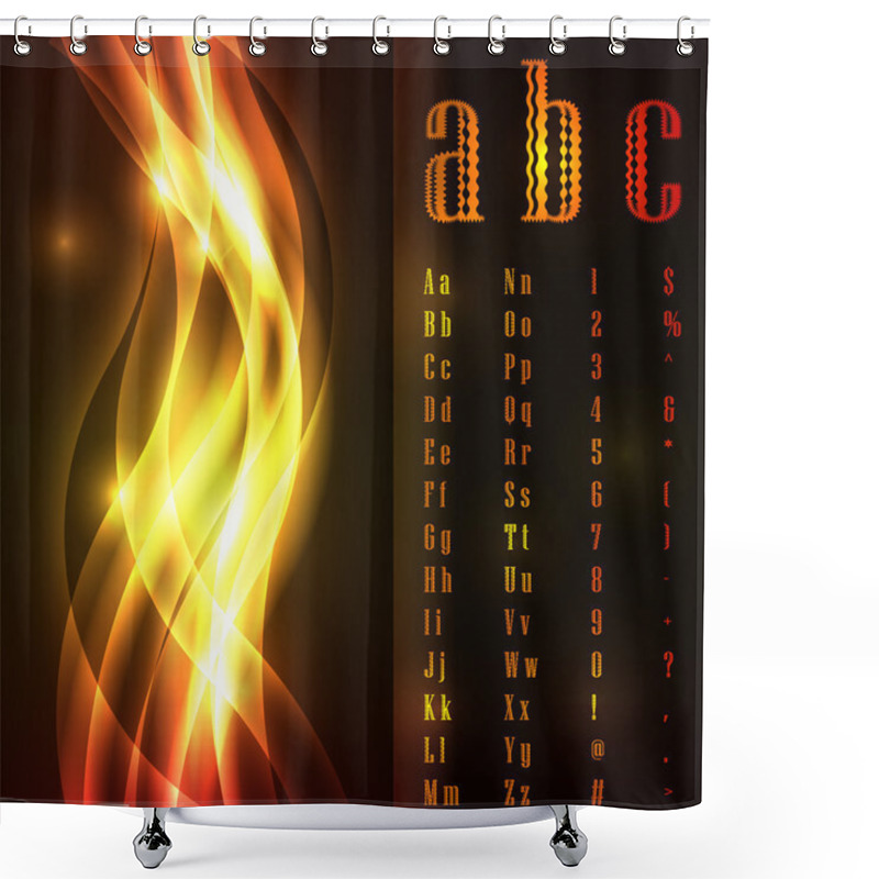 Personality  Fire Font, Vector Illustration Shower Curtains